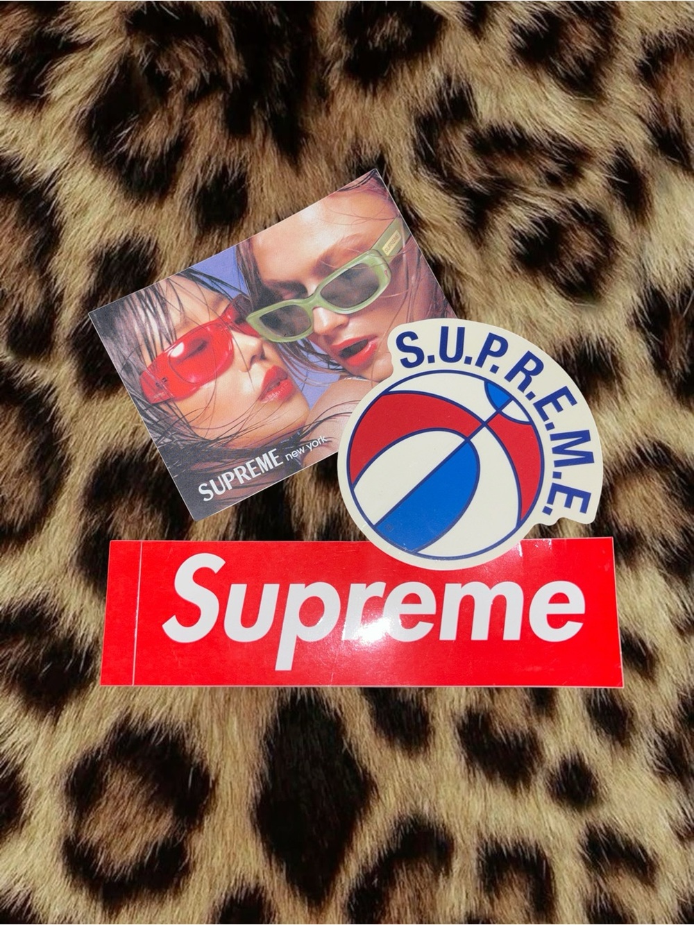 Supreme Red Logo and Blue Graphic Sticker Set